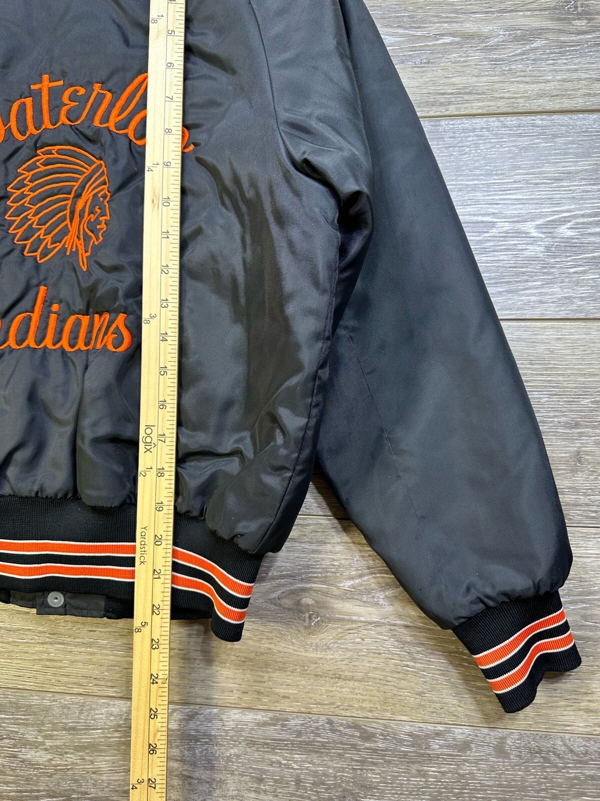 Waterloo Indians High School Satin Bomber Jacket Youth Large Don Alleson Vintage