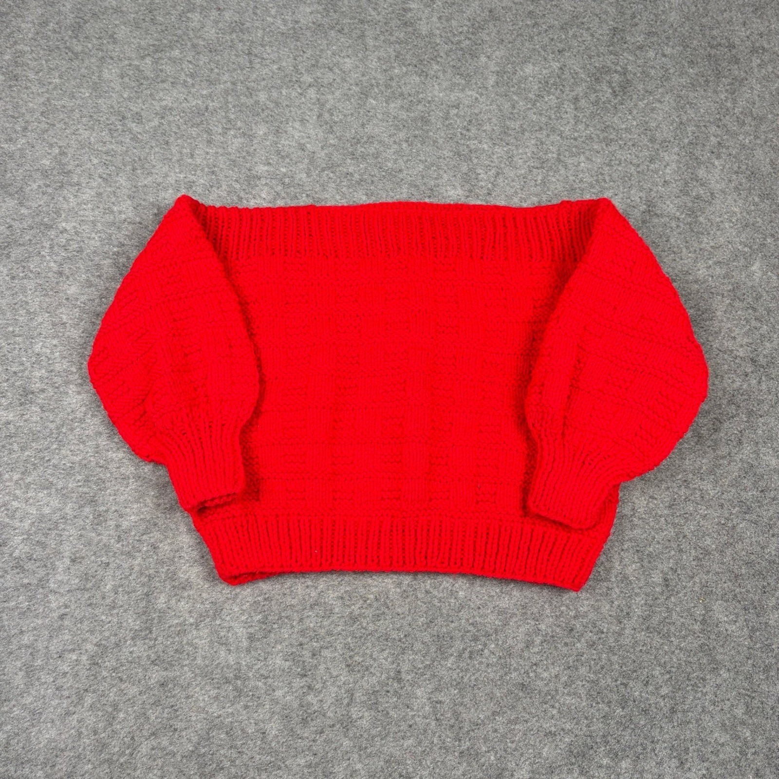 Tender Loving Care Knit Sweater Womens Small Red Boat Neck Vintage Handmade 80s