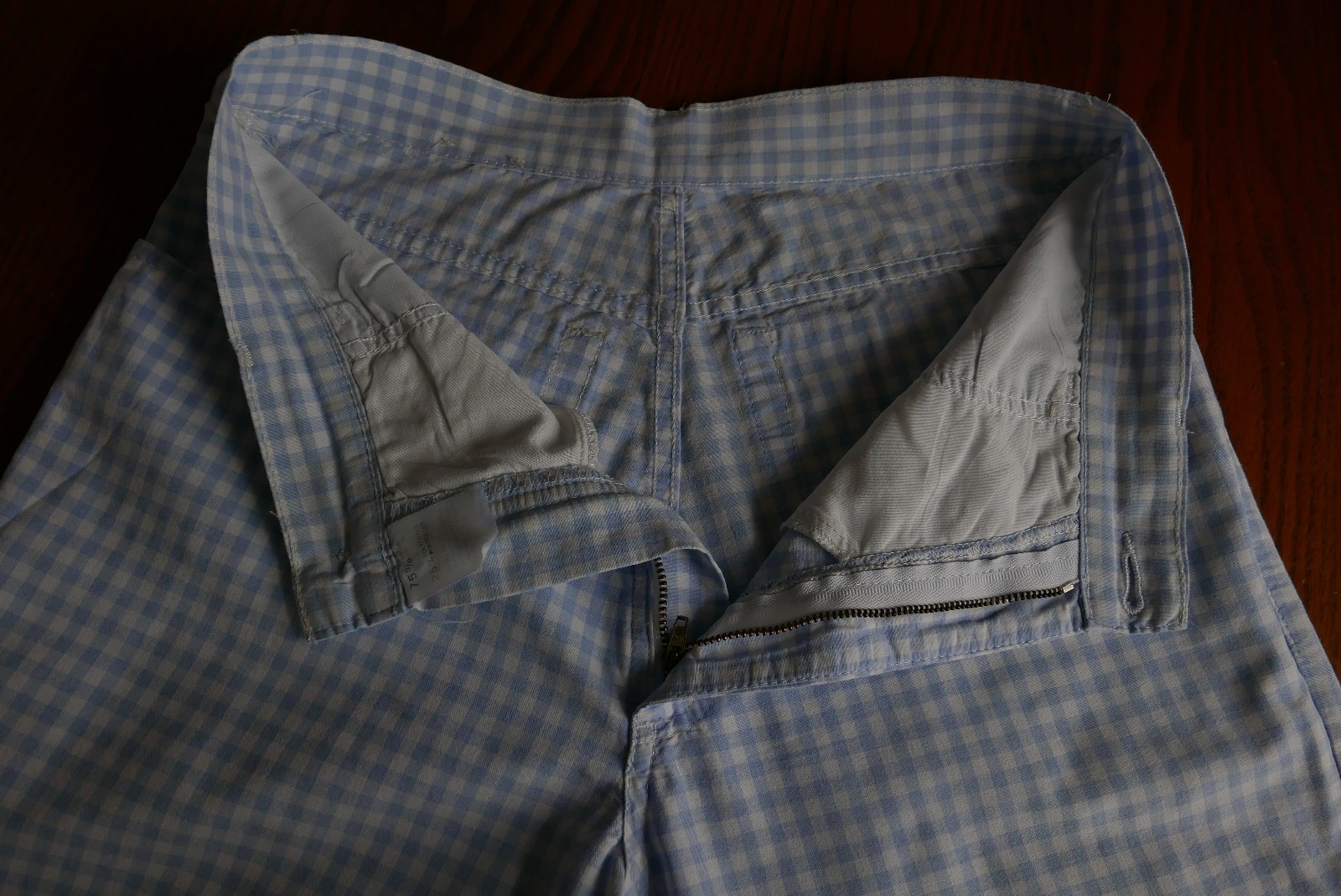 Vintage ‘90s Lee Cooper Women’s Chino Pants Blue & White Plaid 75% Cotton Size S