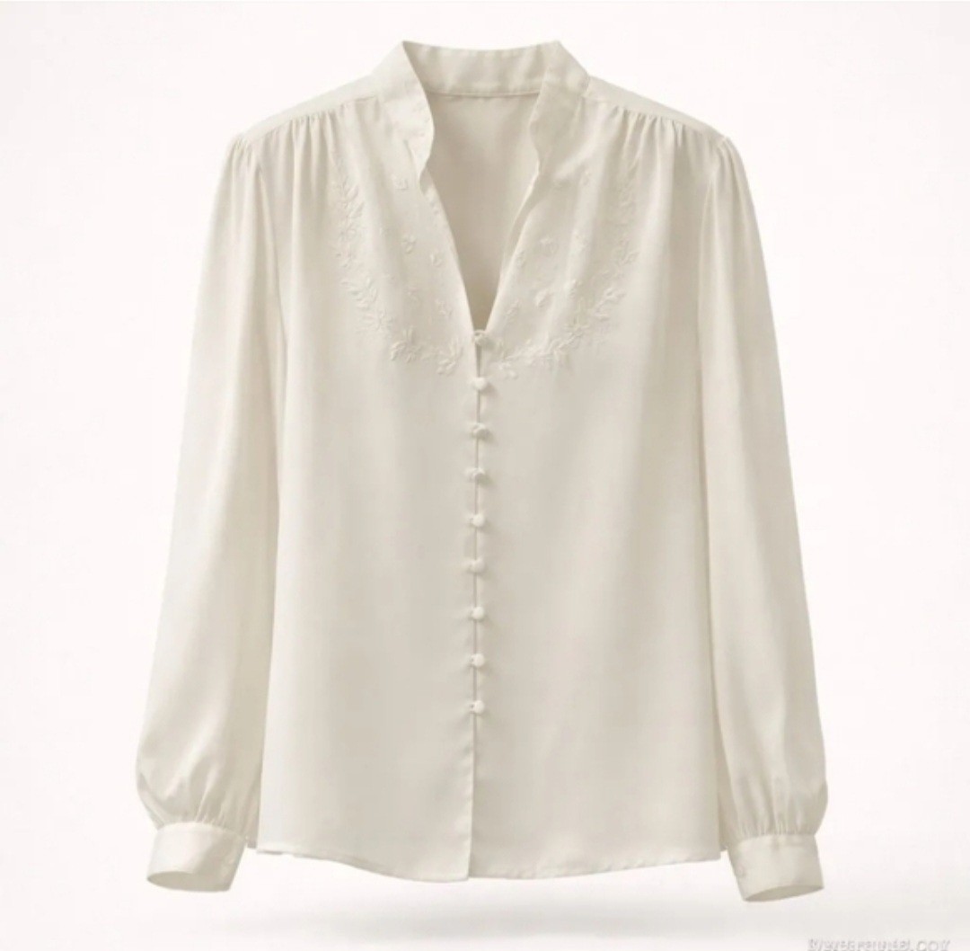 Vintage Lloyd Williams Blouse Womens Size 14 Ivory 80s Silky Rock Glam Coquette