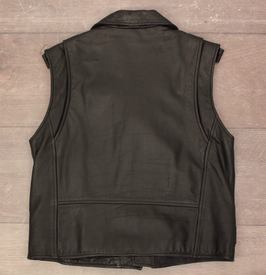 VTG Women’s 90s DKNY Black Leather Biker Jacket Vest Sz M 1990s Motorcycle