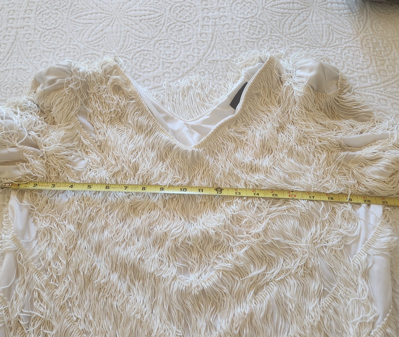 Vintage Womens Flapper Dress By Nightworks Size S/M Ivory VGC
