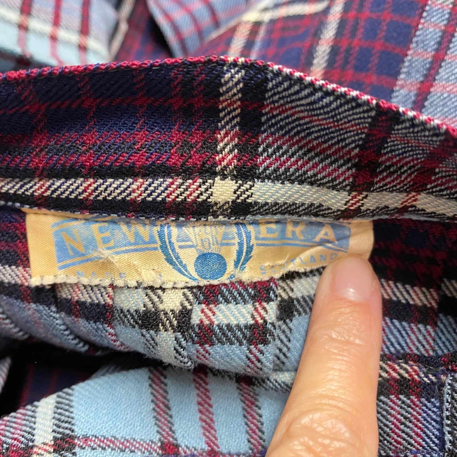 Vintage New Era 27″ Waist Blue Tartan Kilt Style Pleated Skirt Made In Scotland