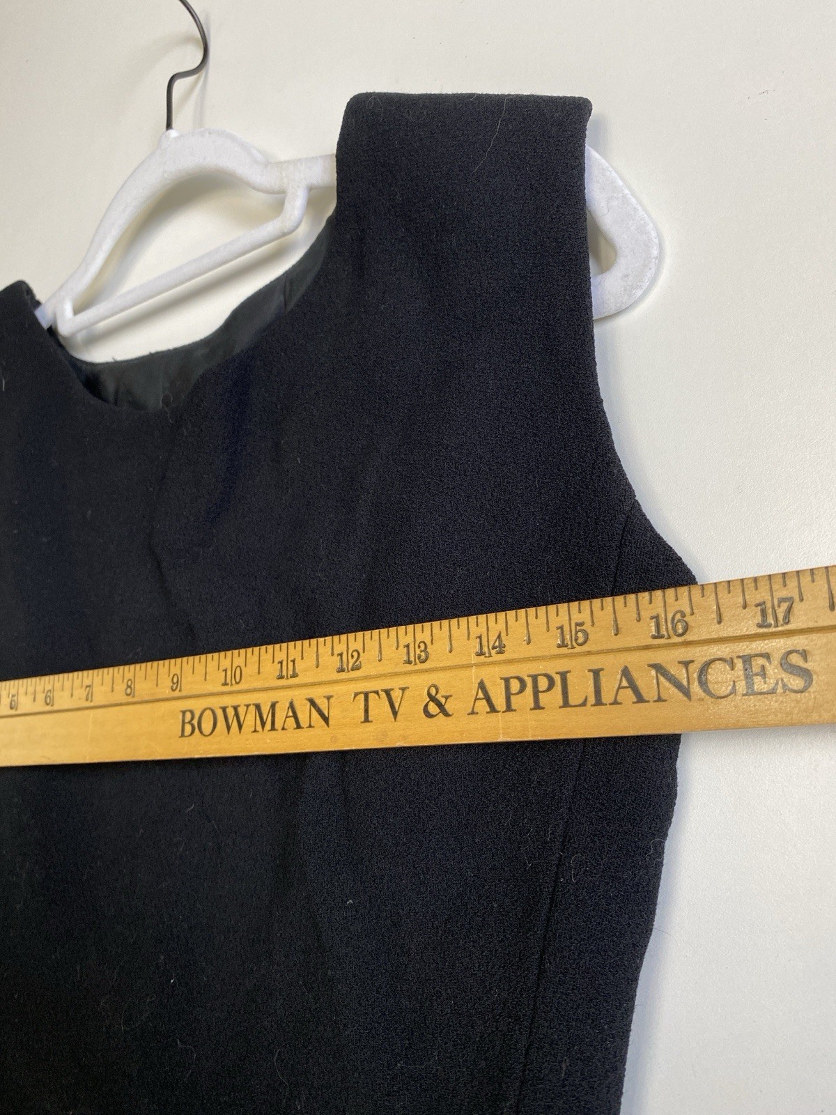 Vintage 60s S Handmade Sleeveless Wool Dress Black Jackie O