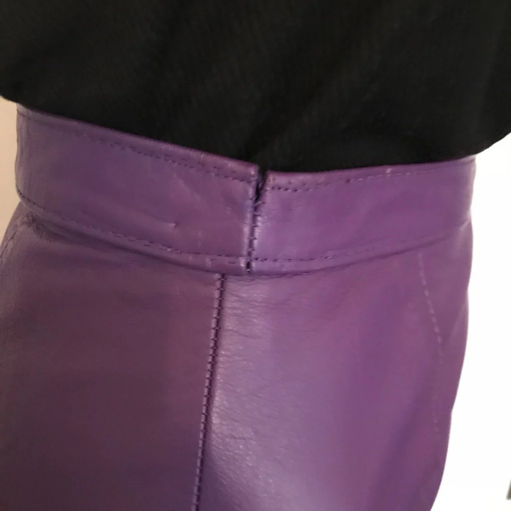 Vintage 80s Purple Leather Pencil Skirt Women’s XS Rocker