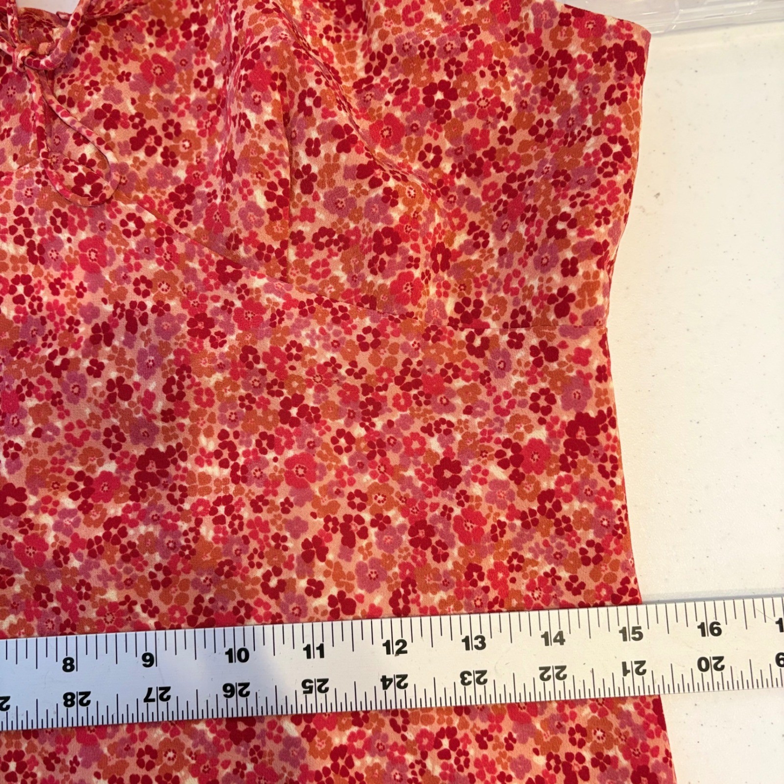 Y2K Jodi Michaels Vintage Red Floral Babydoll Midi Dress Size 7/8 Ruffle Fairy