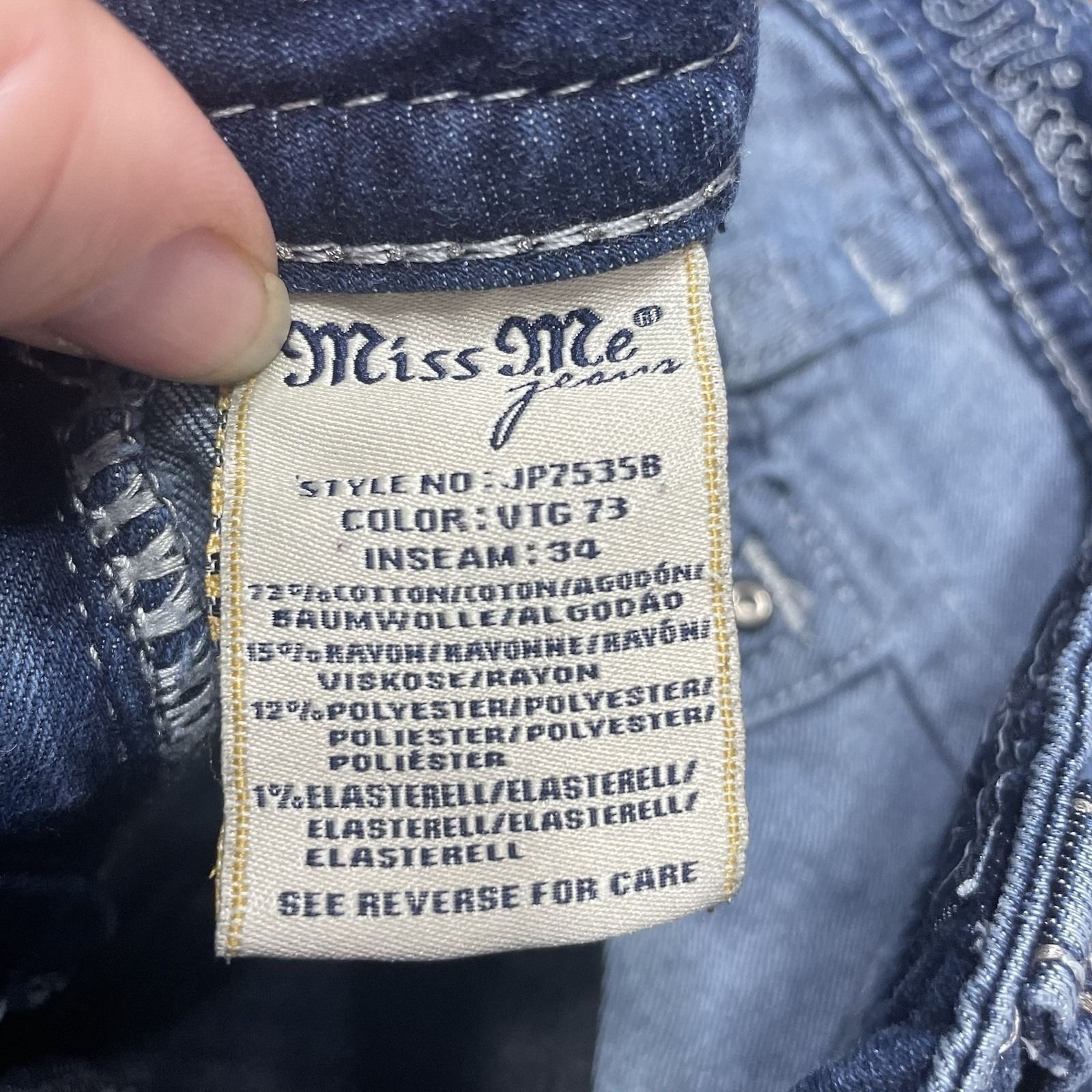 Miss Me Y2K Signature Boot Cut Blue Jeans Embellished Bling Studded Size 26