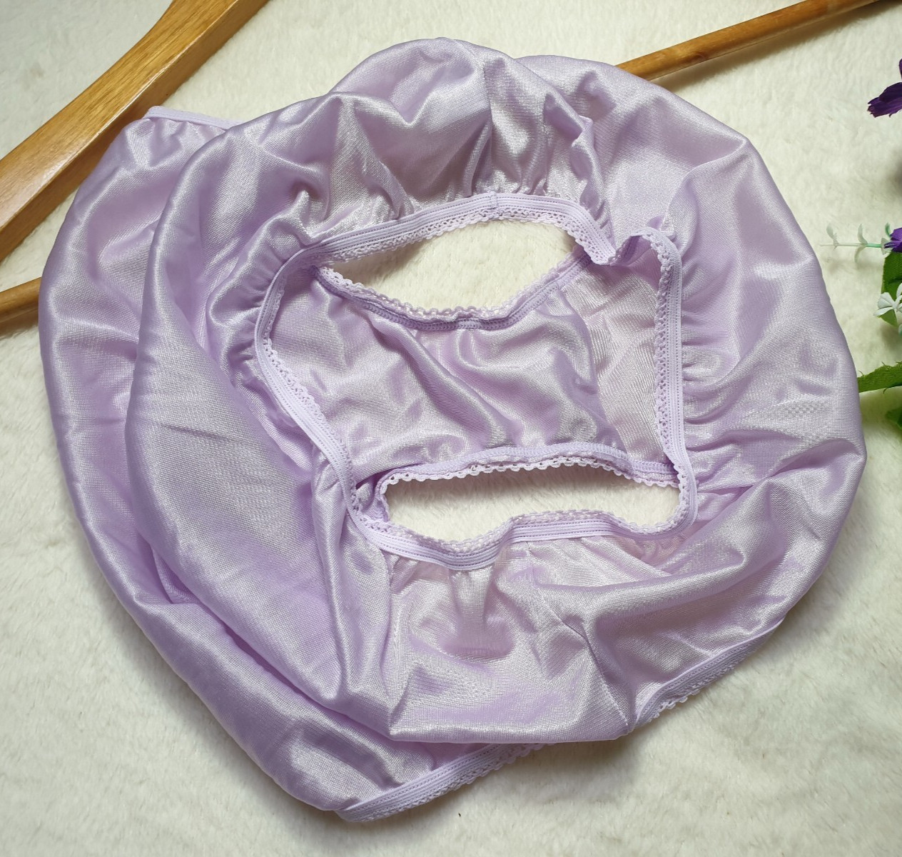 Vintage Silky Purple Panty 100% Nylon Sissy Sheer Brief Size 6-7 Hip 35-39″