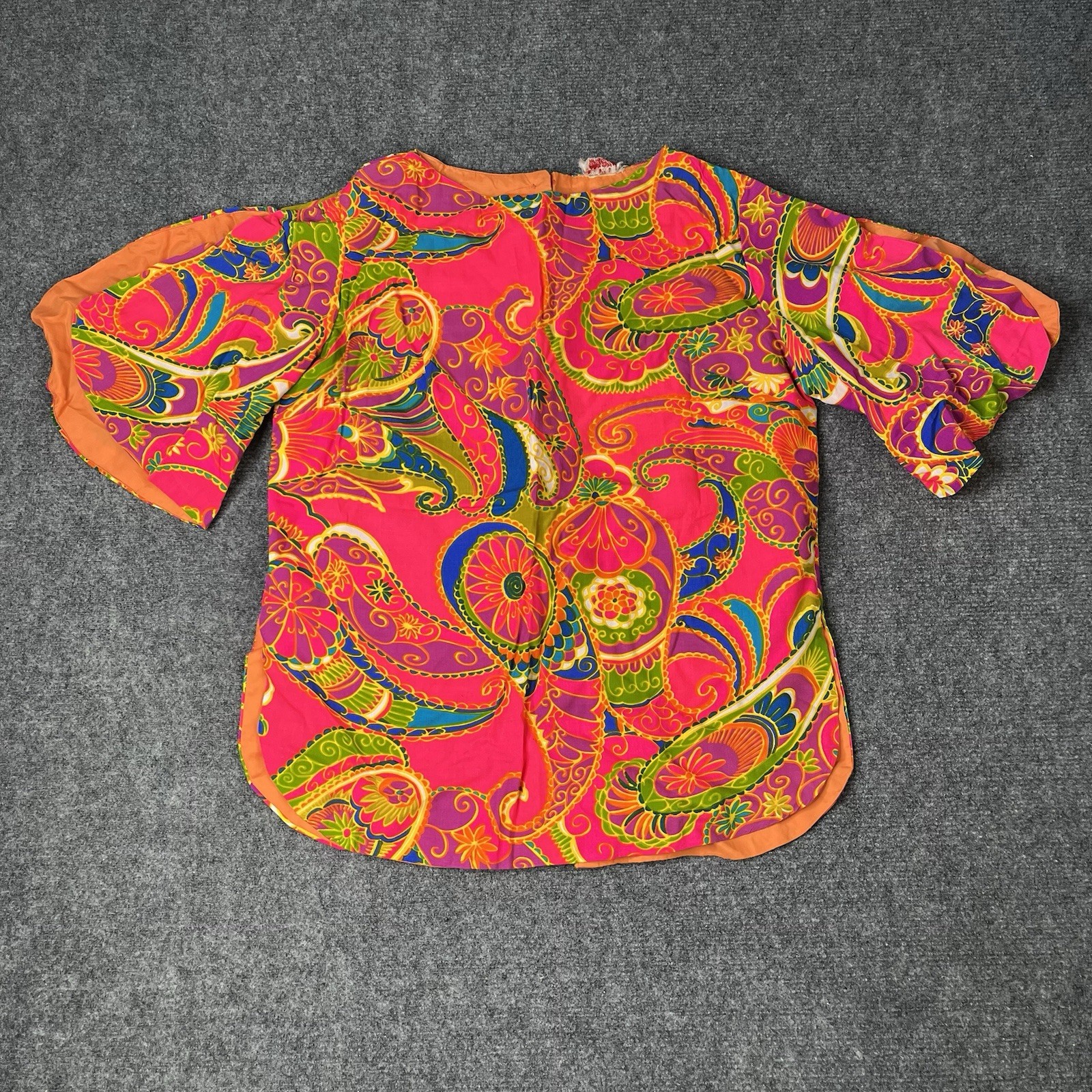 Vtg 1970s Joy Stevens California Floral Bright Colored Shirt Blouse Womens S
