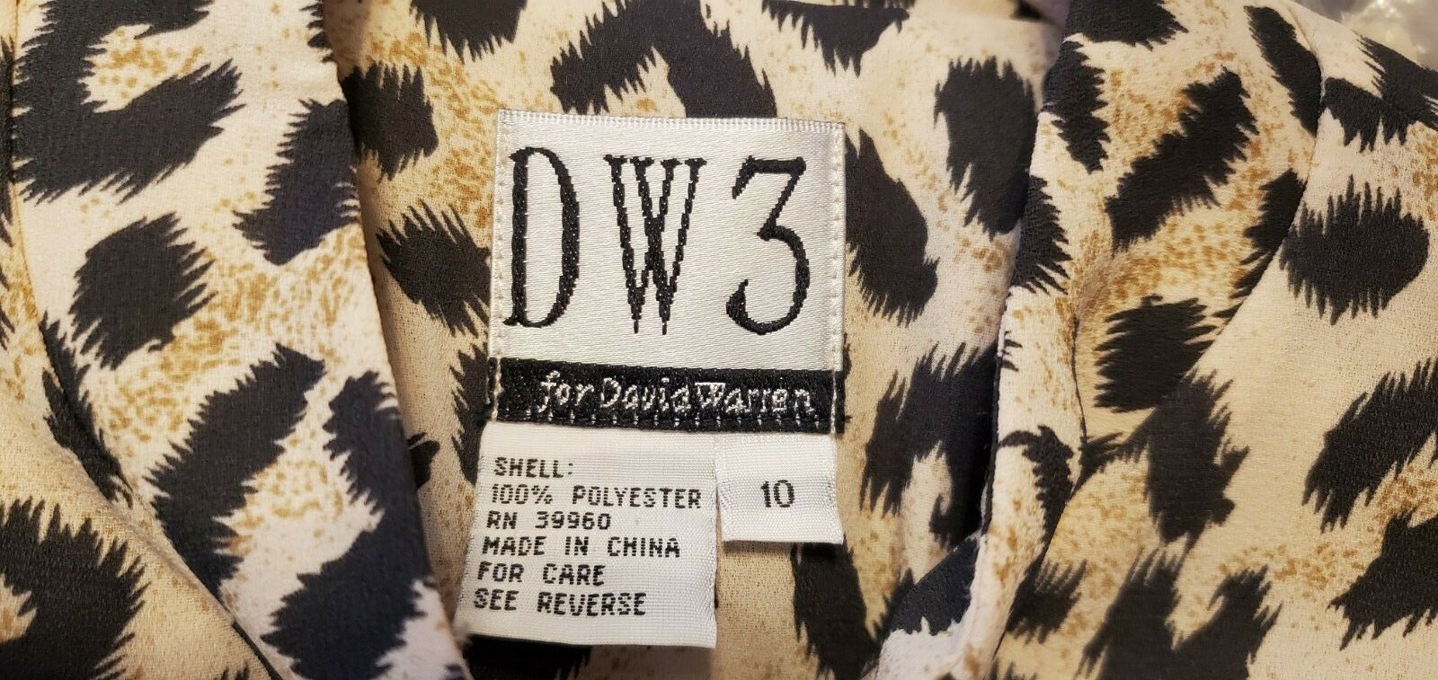 WOMENS VINTAGE DW3 FOR DAVID WARREN LEOPARD PRINT DRESS – SIZE 10