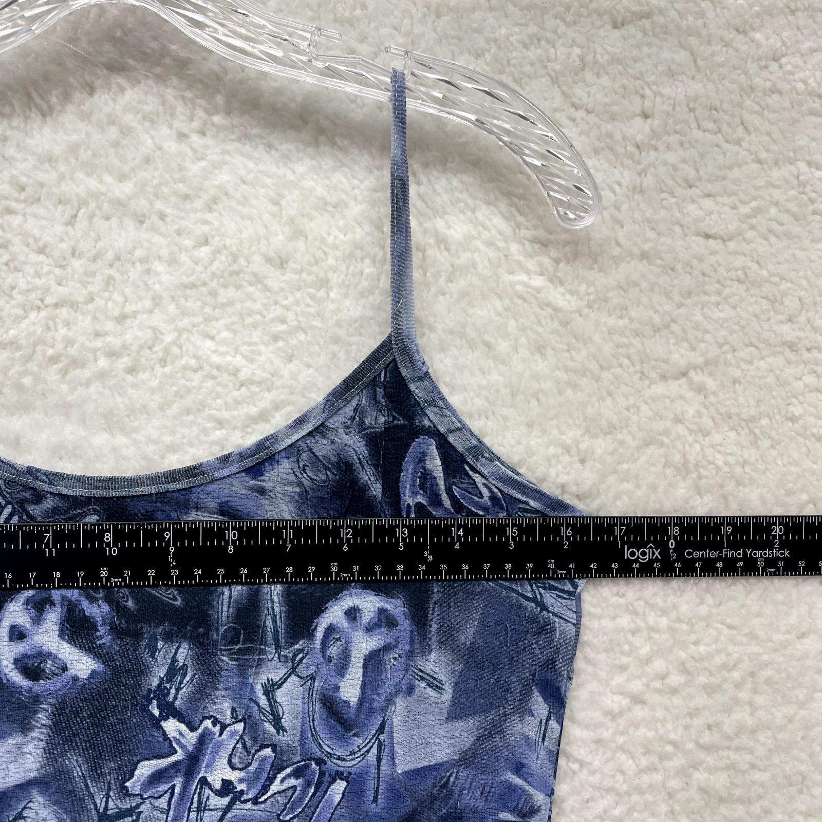 90s Y2K Vintage Mesh Mini Dress Large Blue Cyber Club Rave Fairy Goth Whimsigoth