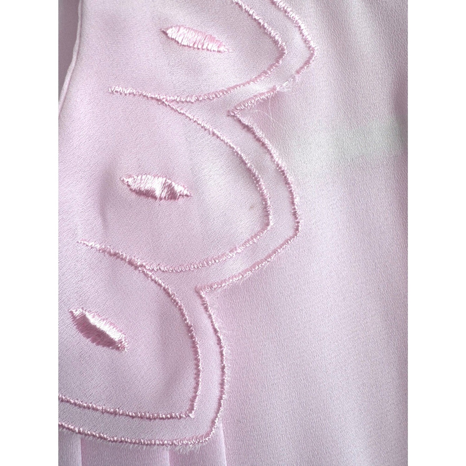 Vintage 80s Pink Pleated Embroidered Blouse Cottagecore Coquette Style Size L