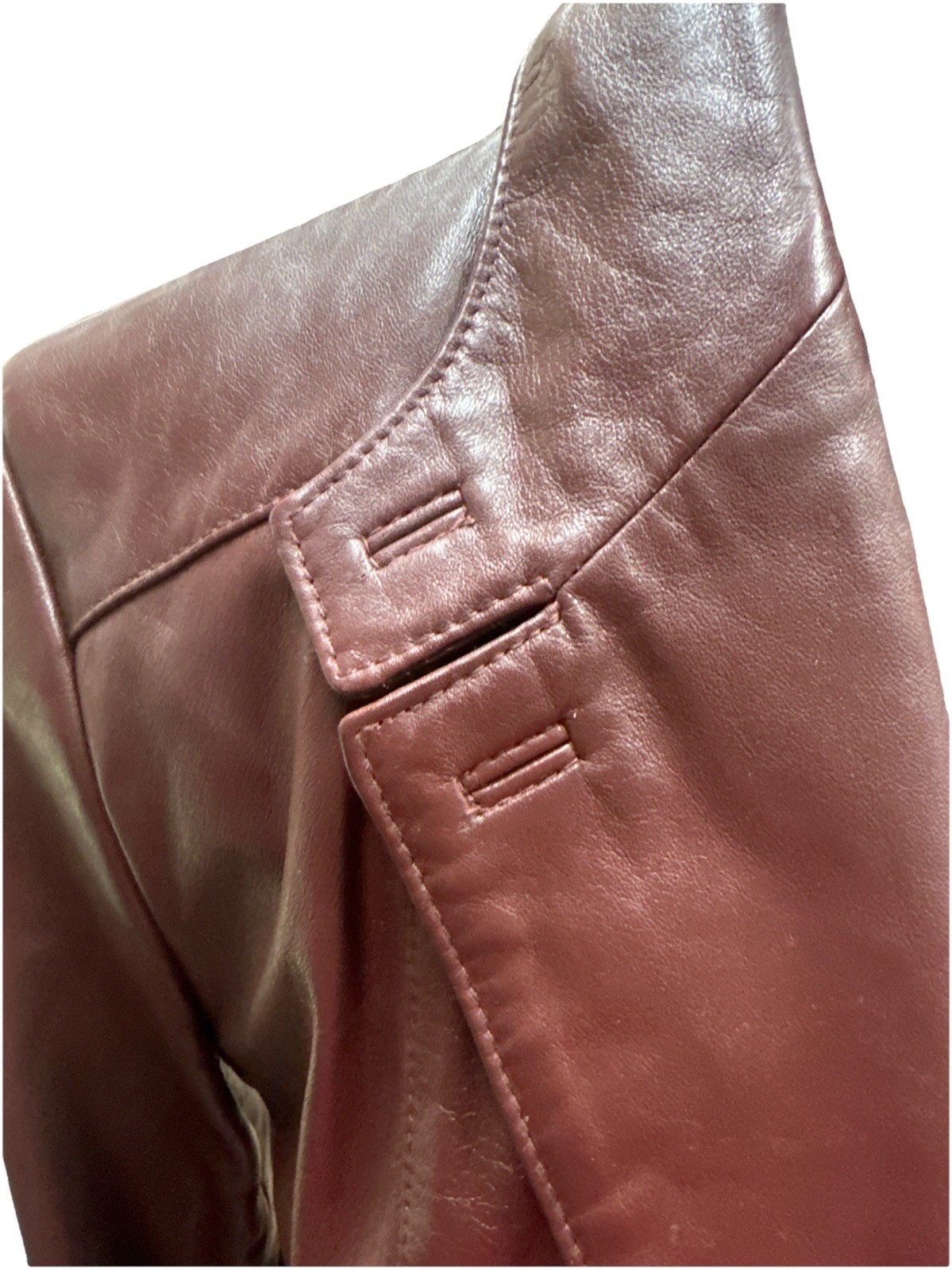 Vintage Etienne Aigner Jacket Red Burgundy Leather Collared Size 12