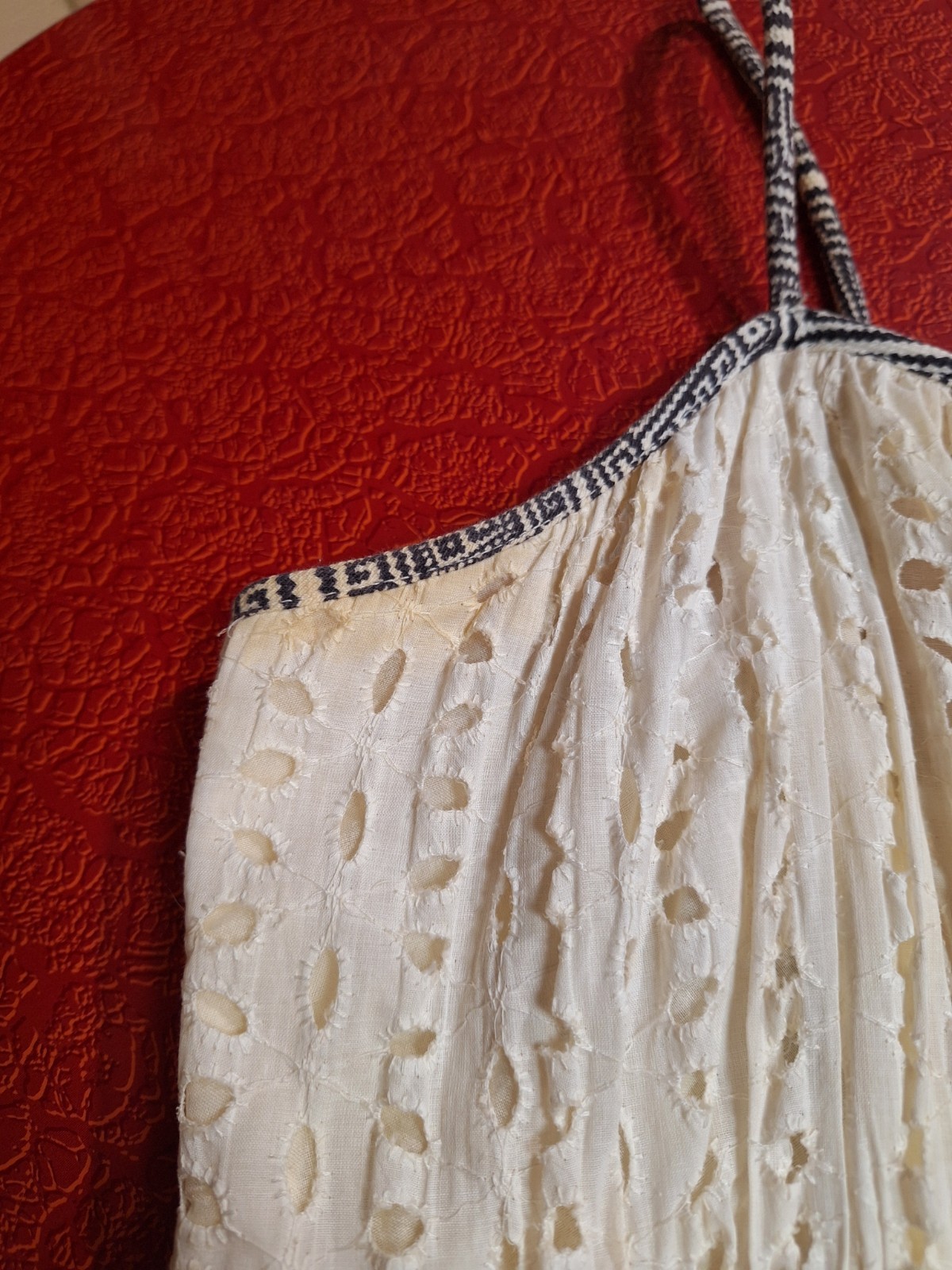 True VTG Mid-century Mod 1960s Sa’bett of California Eyelet Sundress S Dress 60s