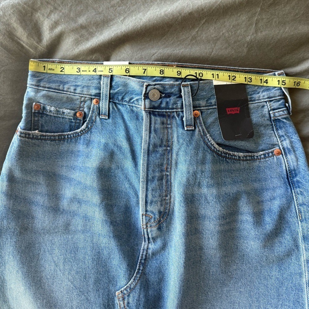 Levi’s Premium Blue Denim Maxi Skirt Size 27 Grunge Y2K 2 tone Side Slit NWT