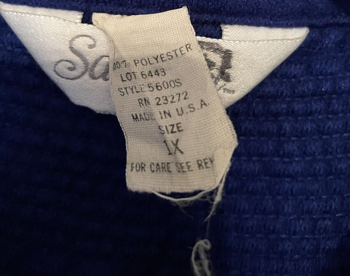Sabrina for Mervyn’s Women’s Long Sleeve Robe Blue Full Snap Closure Size 1X