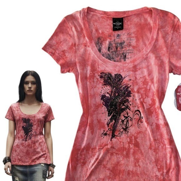 💖 DEADSTOCK PINK POWDER MINERAL WASH TATTOO GRUNGE TOP MEDIUM NWT SLEDGE