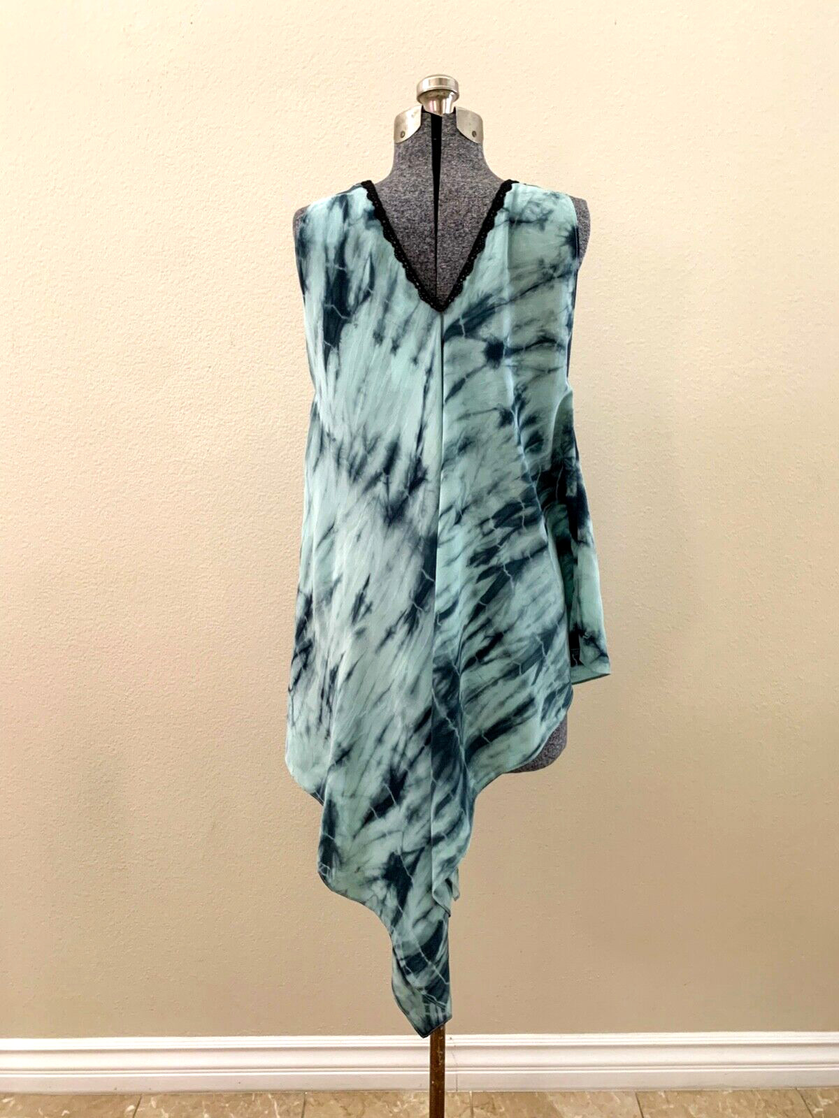 Asymmetrical Tie-Dyed Vintage Silk Coverup Dress