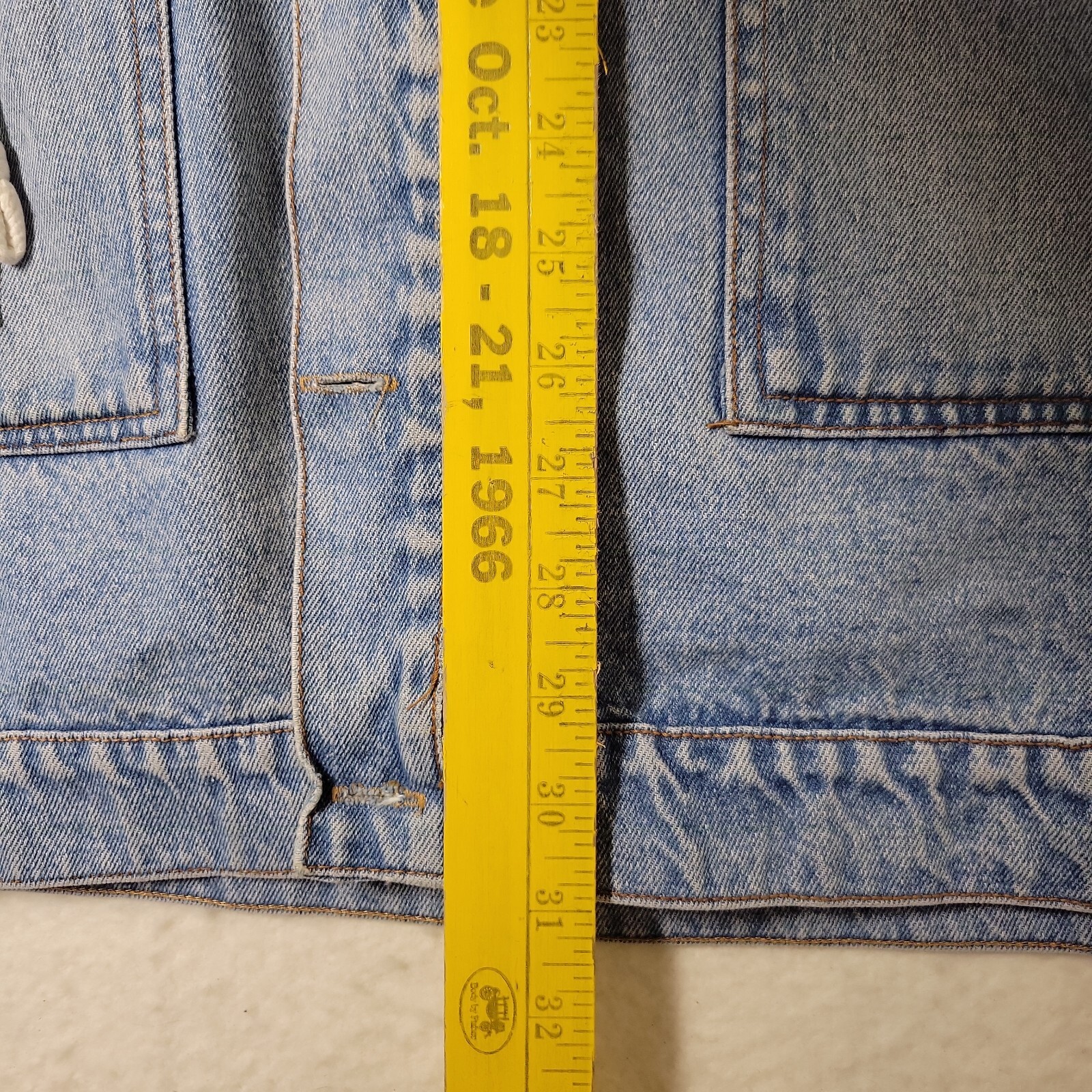VTG ANDY JOHNS Denim Jacket Drawstring Hooded Grunge 90s 80s Light Wash READ