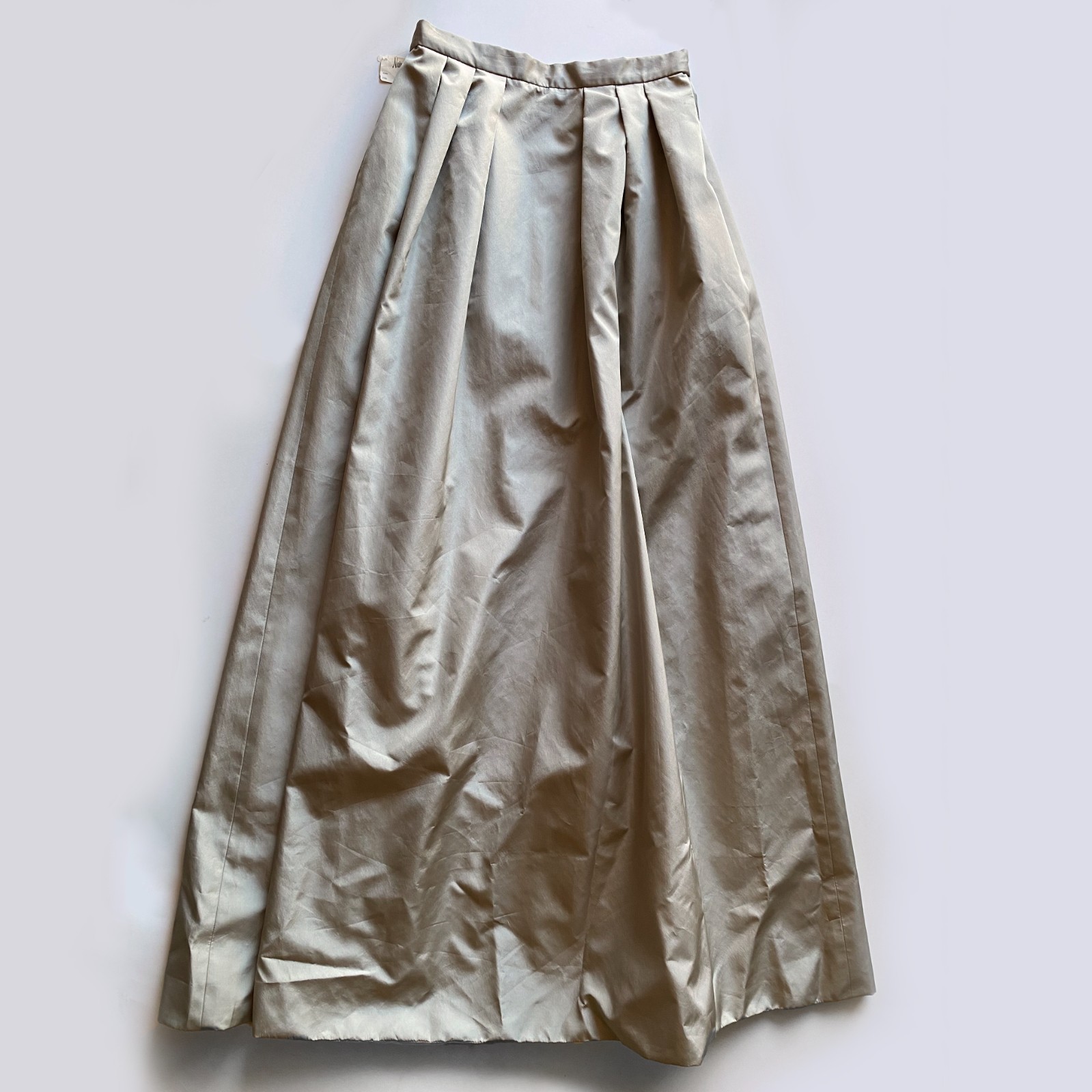Vtg 80s Pamela Dennis Collection $990 Champagne Silk Maxi Skirt Pleated Sz 12