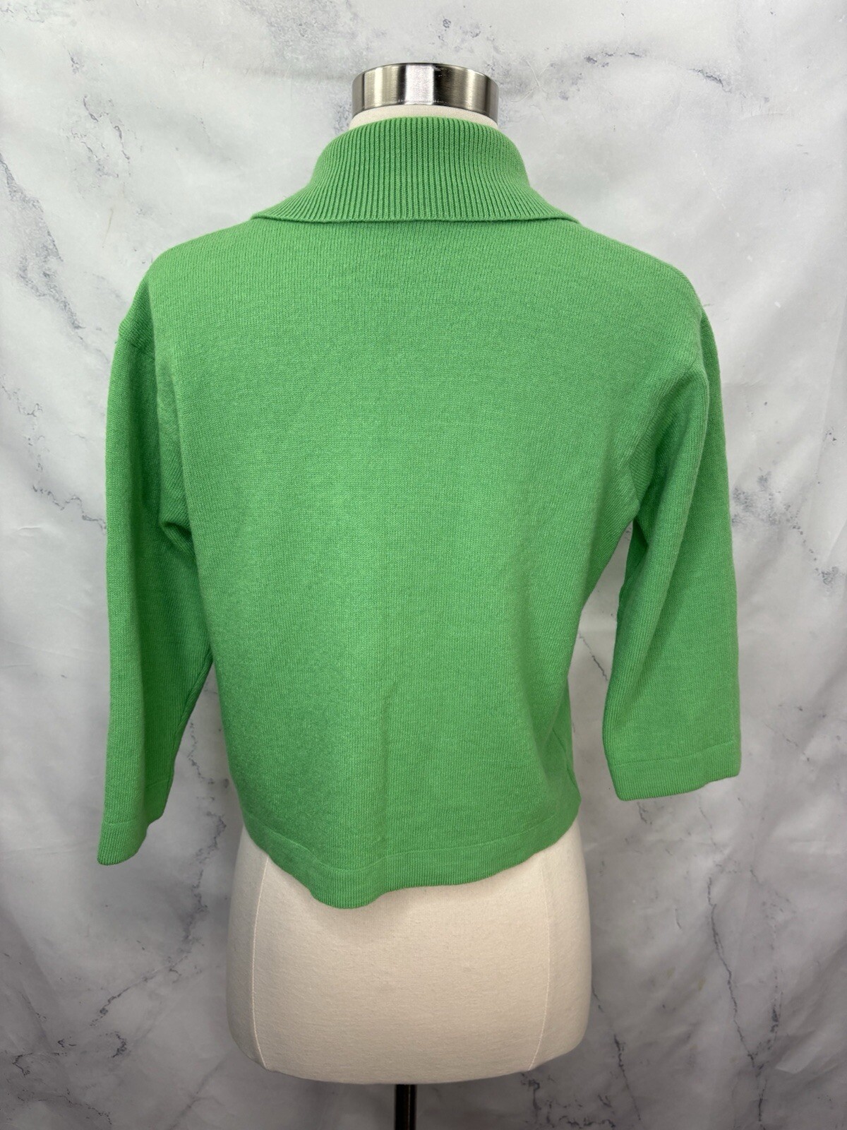 Vintage Jantzen 50s Wool Knit Cardigan Sweater 38 M USA Green 1950s Betty Paige