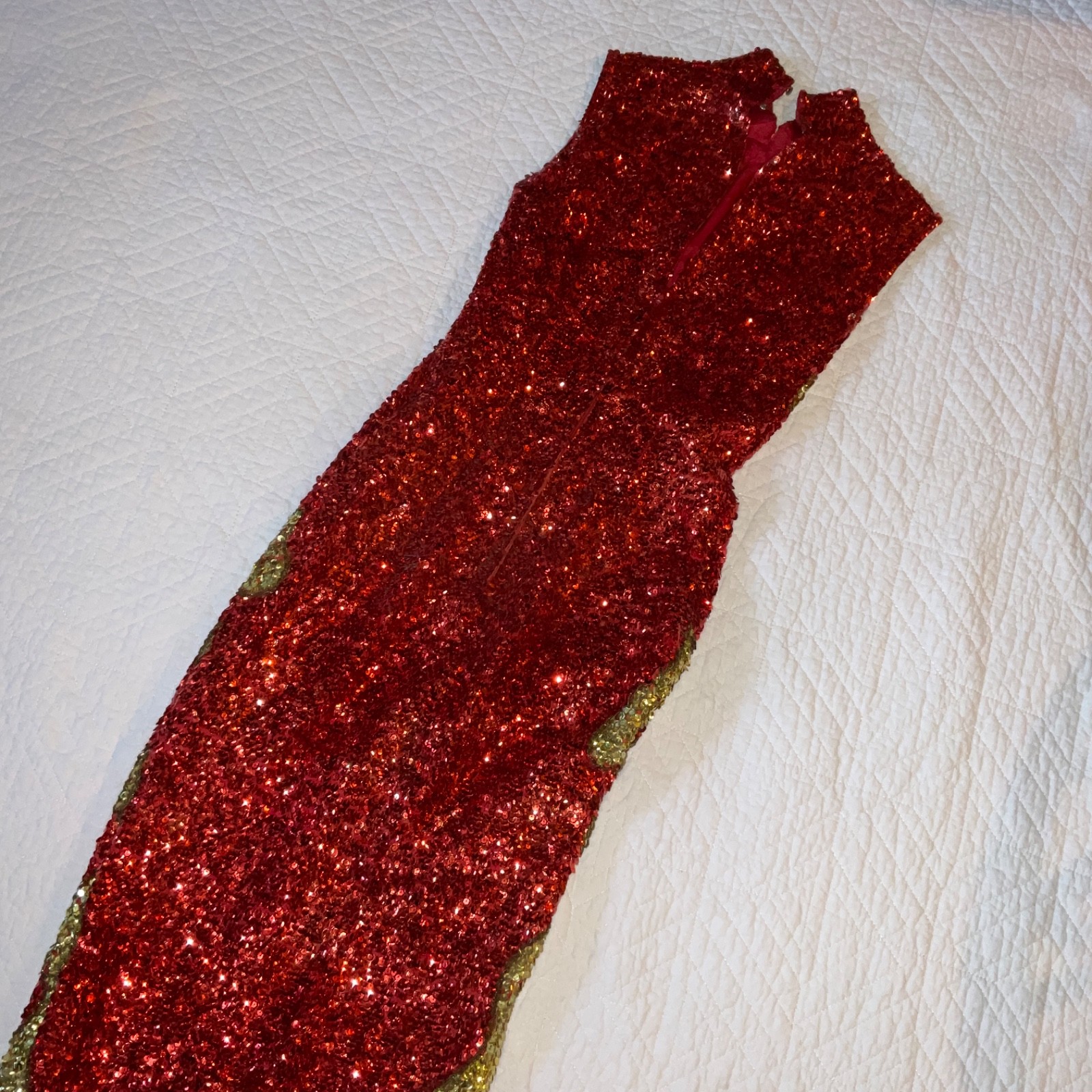 Vintage 50s red sequin dress Womens size XS Chinese cheongsam Qipao movie star