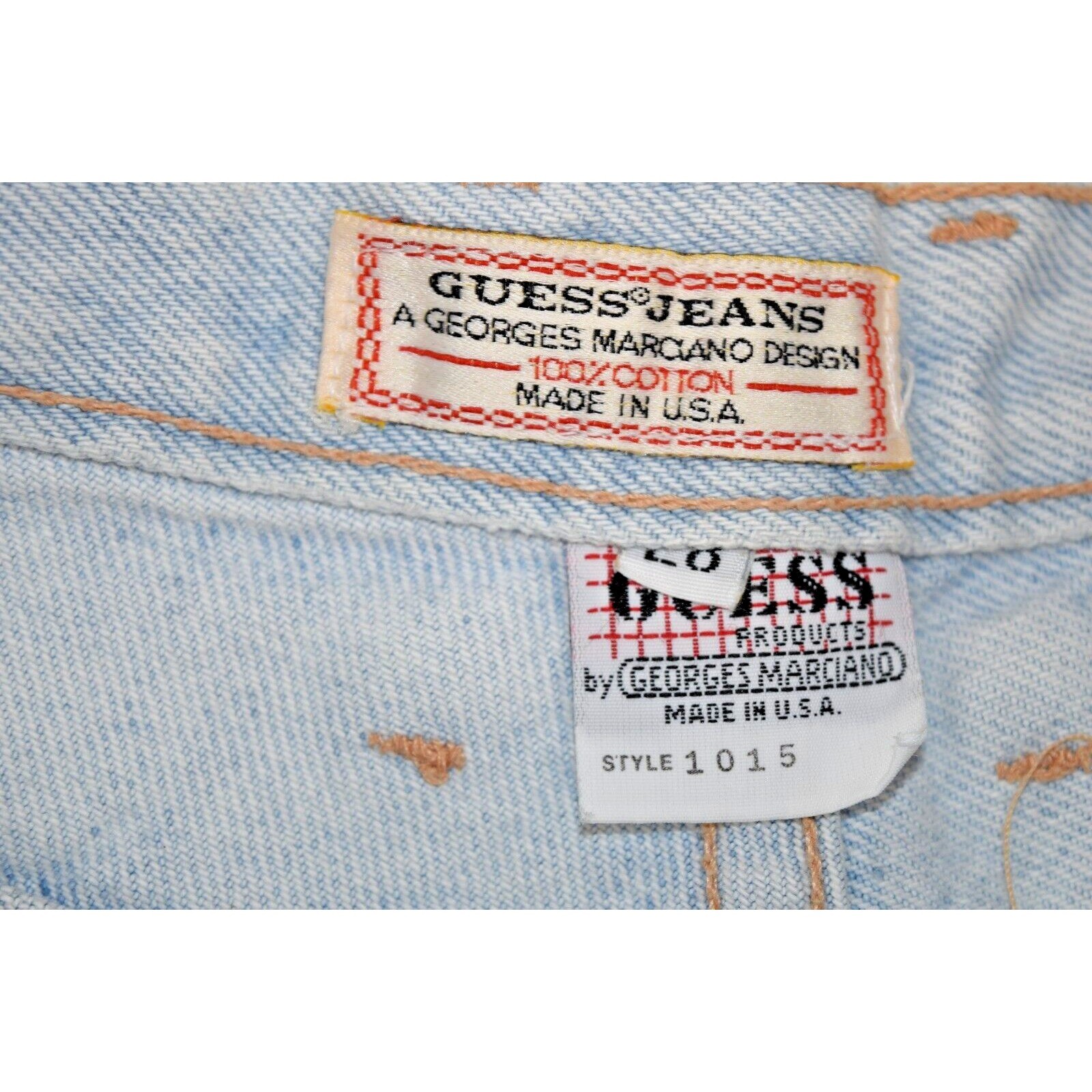 Vintage Guess Jeans Size 28 80s Pale Blue 3 Zip Fly Ankle Made USA