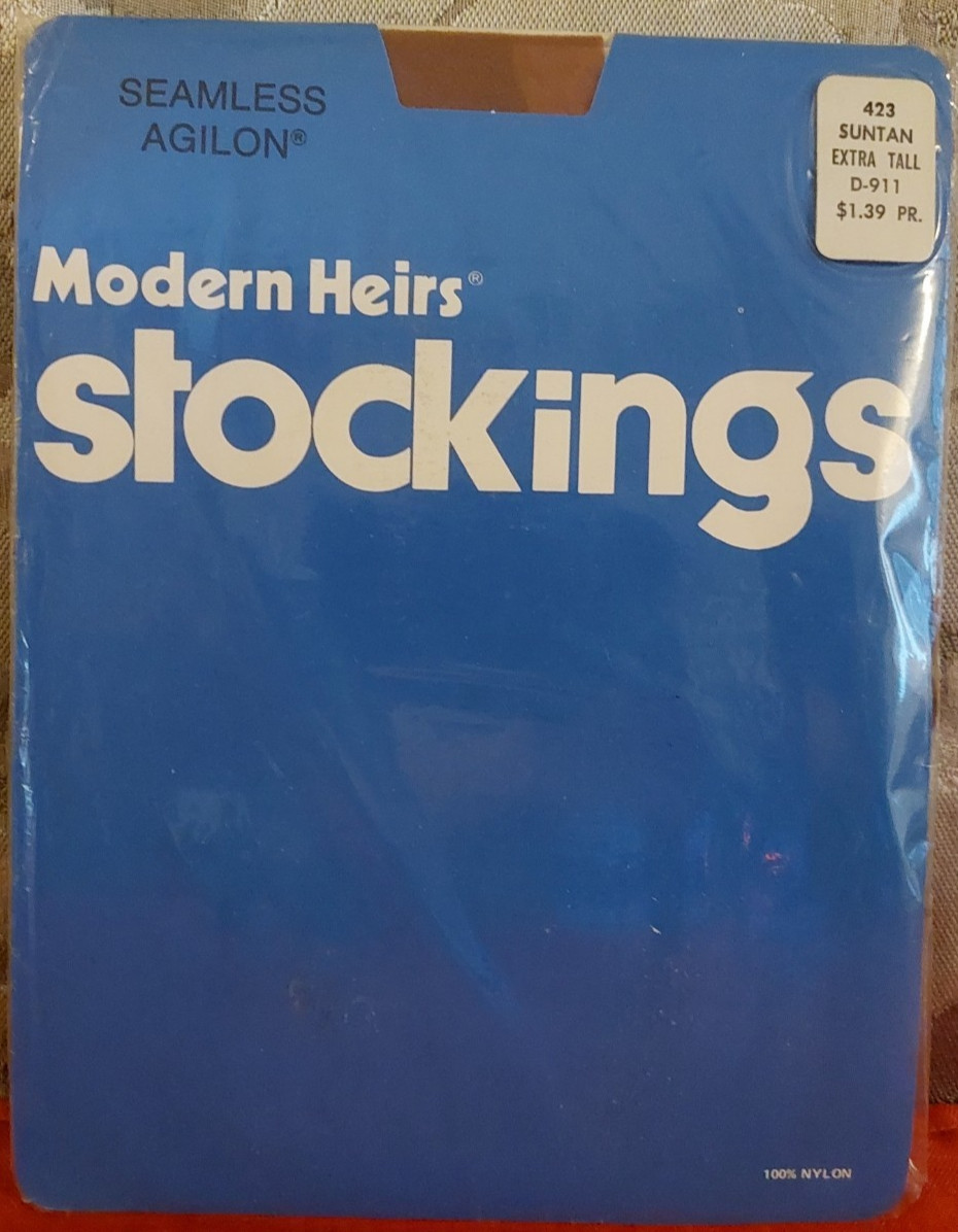 Vintage Pantyhose Modern Heirs Stockings Color Suntan Size Extra Tall BAMA2