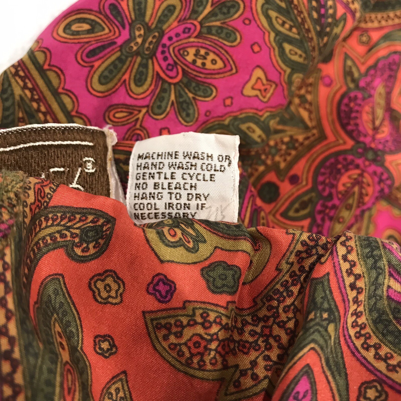 VTG Casual Corner Culotte L Silk Paisley Orange Palazzo 90s Granny Cottage Core