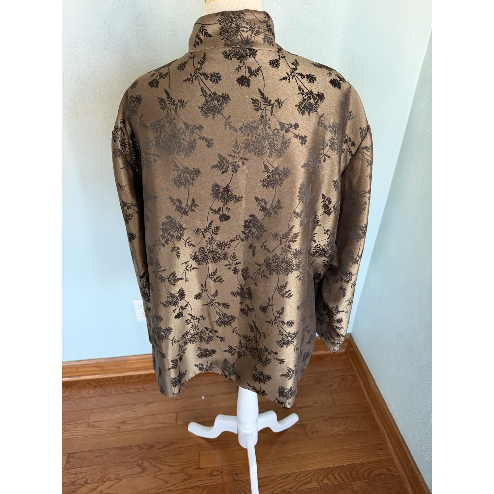 Vintage Chinese Tunic Jacket Kimono Mandarin Collar Frog Button Closure Sz XL