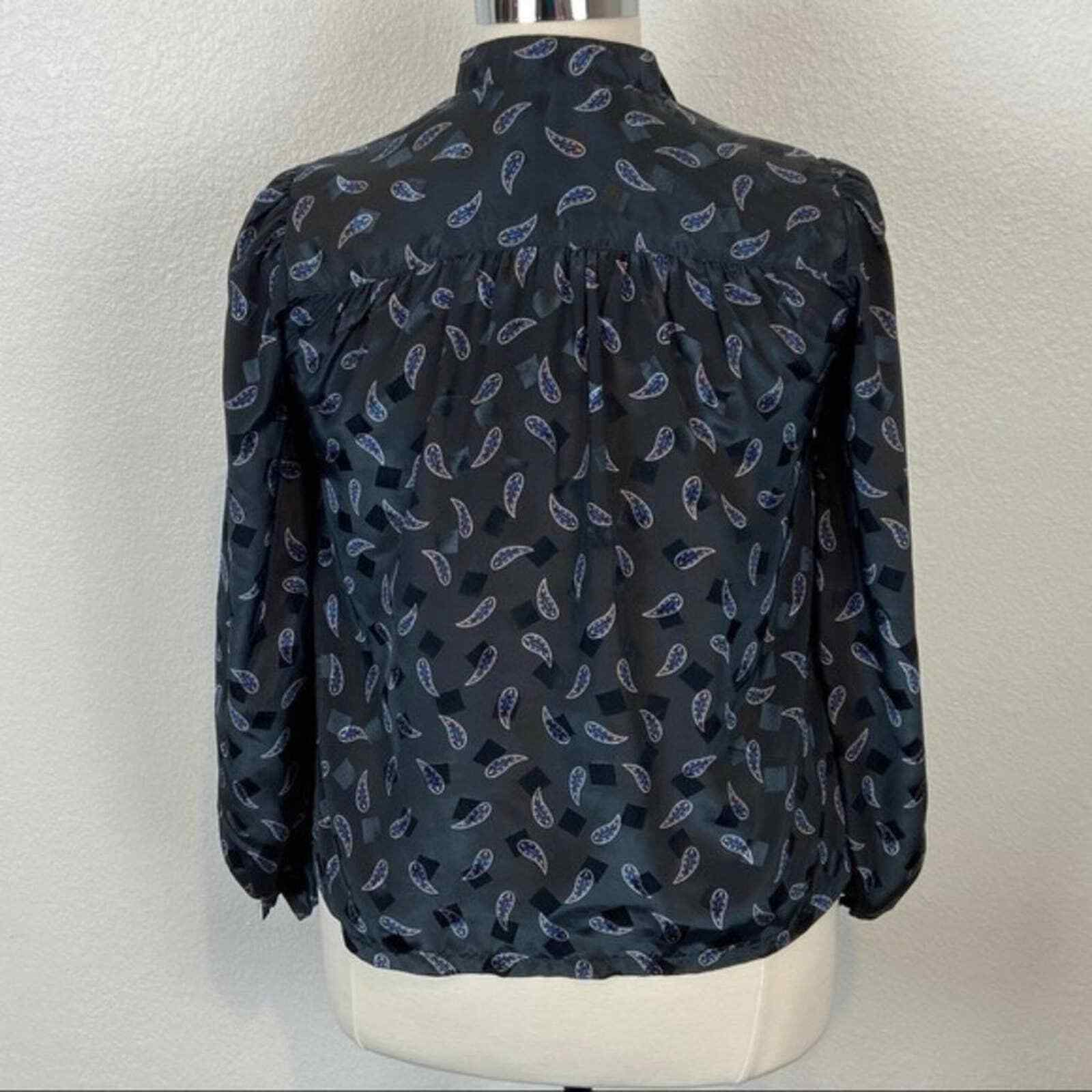 Librarian Blouse Vintage Women’s Sz XL Silky Long Sleeve High Neck Button Front