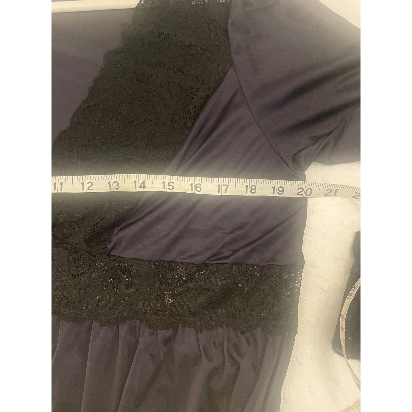 Vintage Shadowline 1X Black Lace Peignoir Duster Robe Maxi Romantic Boudoir