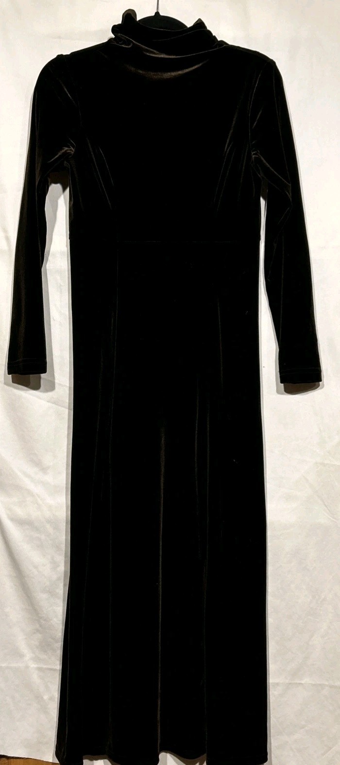 VTG 90’s Brown Velvet Midi Empire Waist Sz S Mock Neck USA Victoria Secret Moda