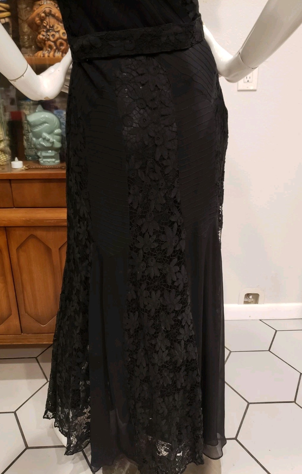 Vintage 1930s Spider Web Lace Silk Chiffon Three Piece Jacket Dress Set Sm