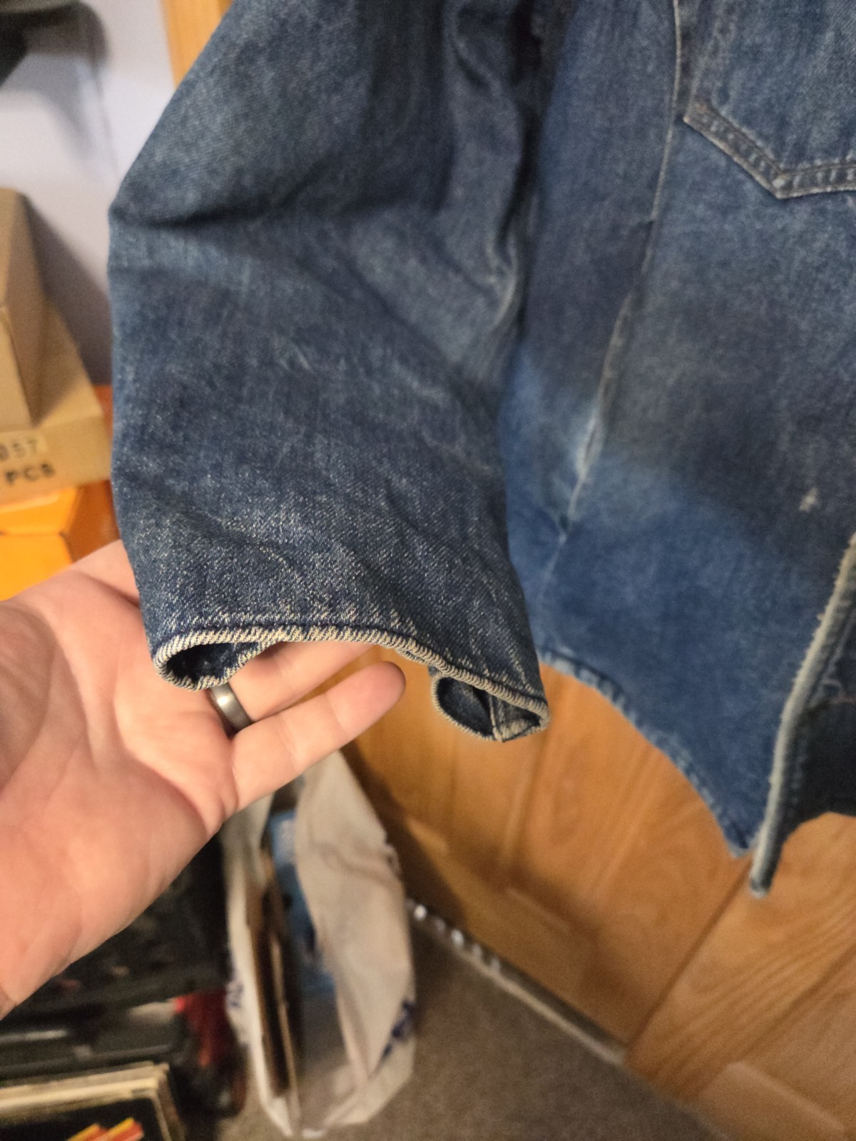 Vintage 1970s Carhartt Denim Sherpa Lined USA union made size 44