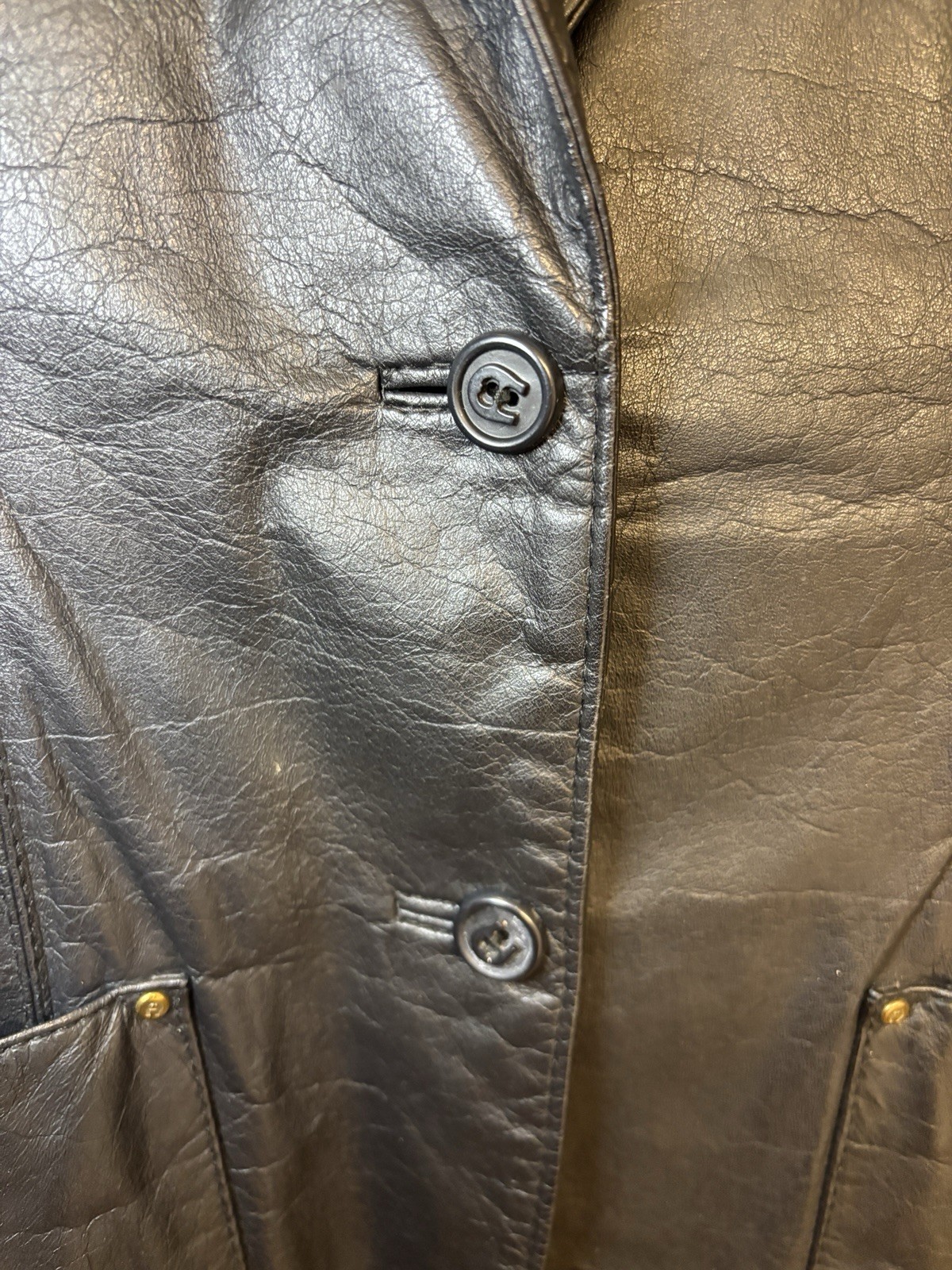 Vintage Etienne Aigner 100% Genuine Leather Jacket Coat Black Hong Kong Size 6