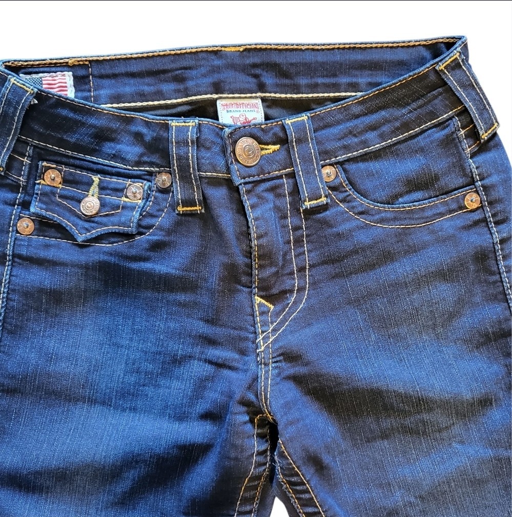 Vintage True Religion Dark Blue Y2K Detailed Pockets Skinny Jeans Women’s Sz 27