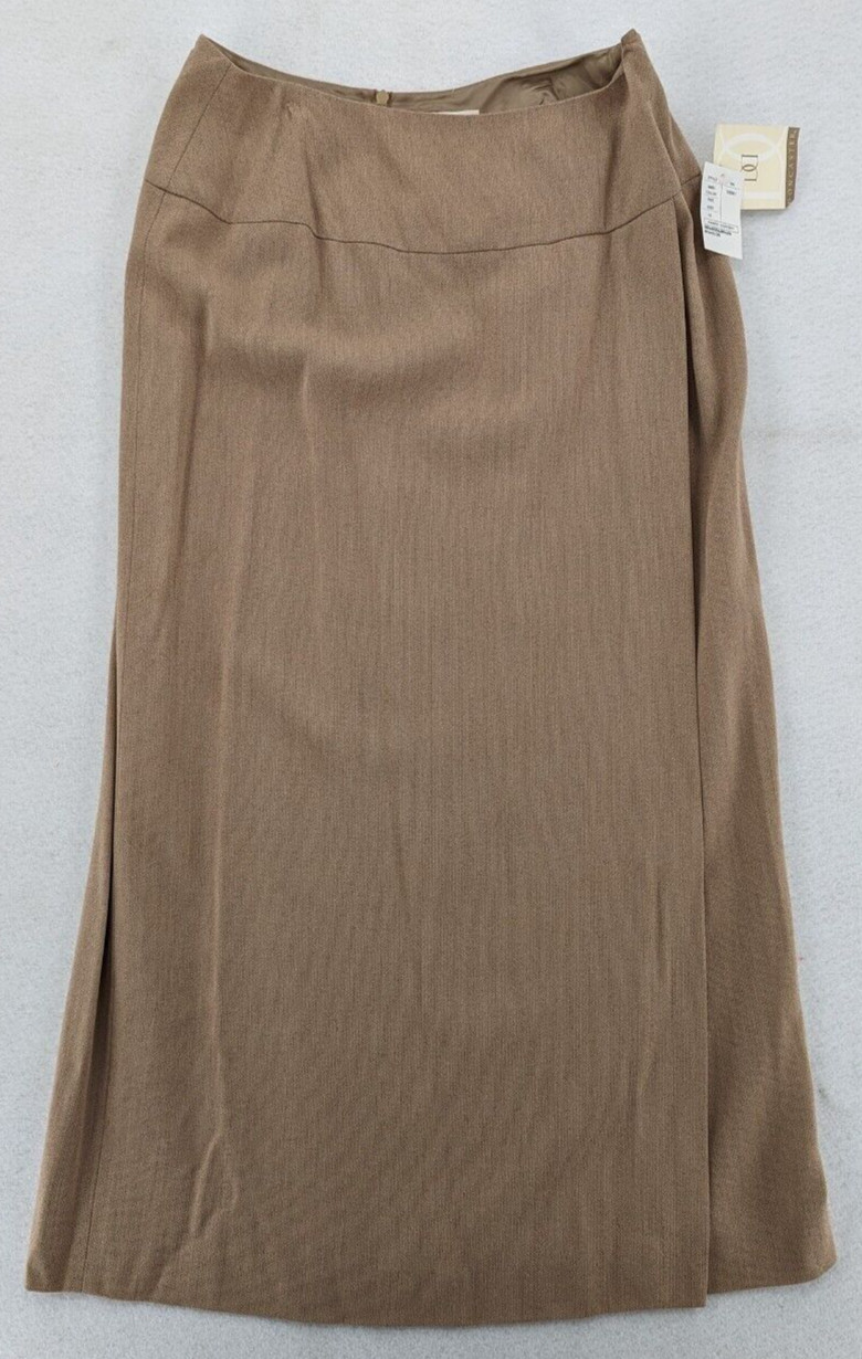 Vtg 1998 DONCASTER WOOL / VICOSE Wraparound SKIRT Beige 35″ Size 10 New w Tags