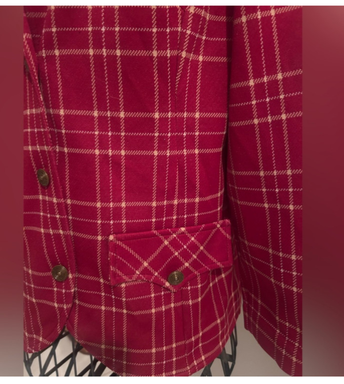 Vintage plaid women’s blazer red white 1970s Catalina Sportwear California usa