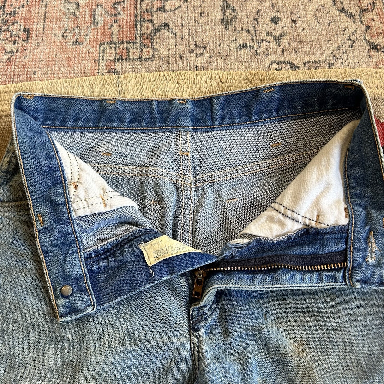 Vintage 1960s 70s Wrangler Boot Cut Distressed Jeans Sz 27 x 30