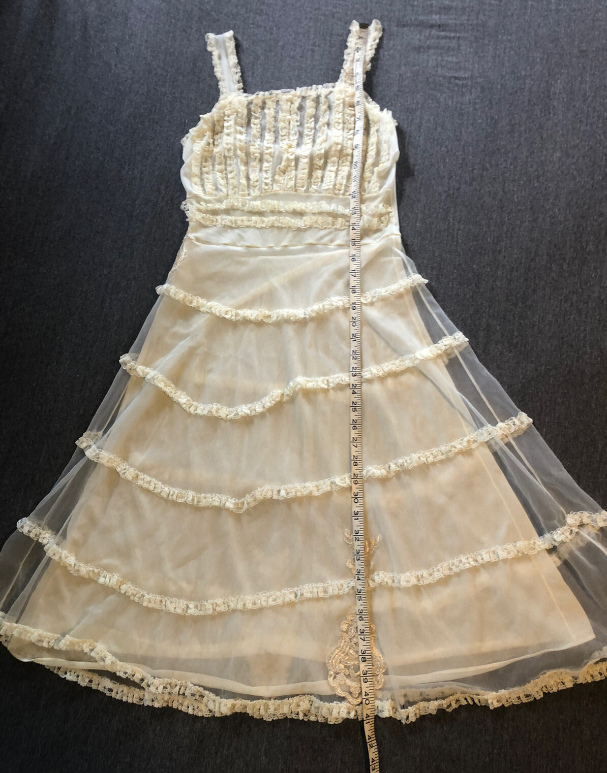 Vintage 50s Slip Dress Nightgown Doll Cottage Prairie Edwardian Victorian Ghost