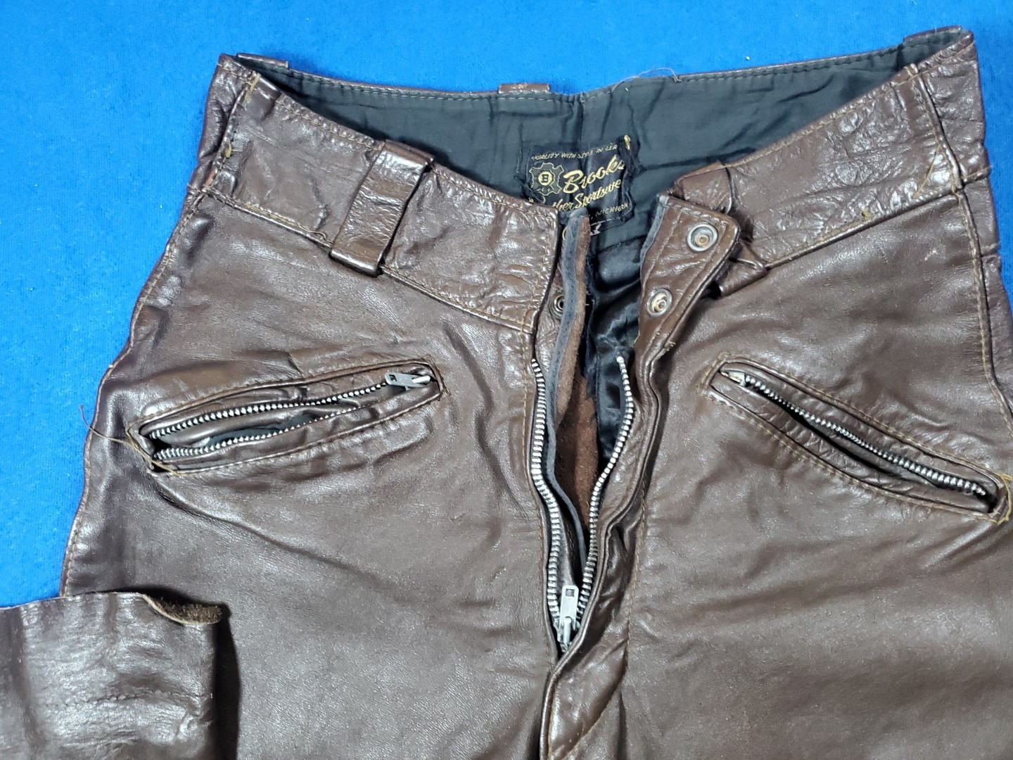 Vintage Brooks Leather Sportswear Pants Size 28 Biker Riding Racing Made USA