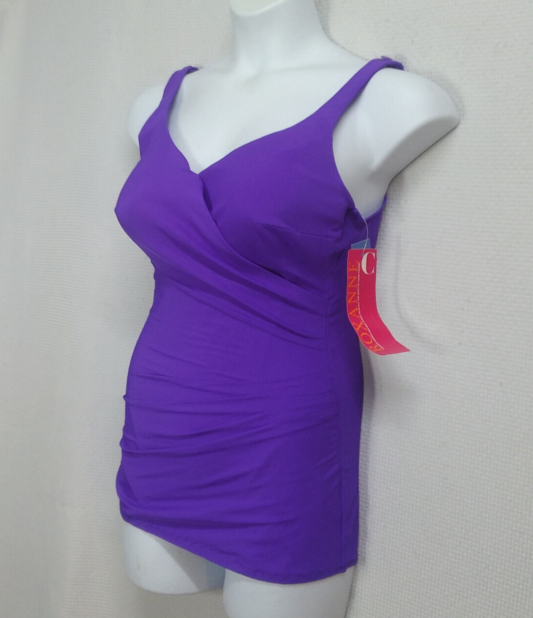 New Vtg Roxanne Purple 1 Piece Swimsuit Size 16 38C Cup Union Made ILGWU Pin Up