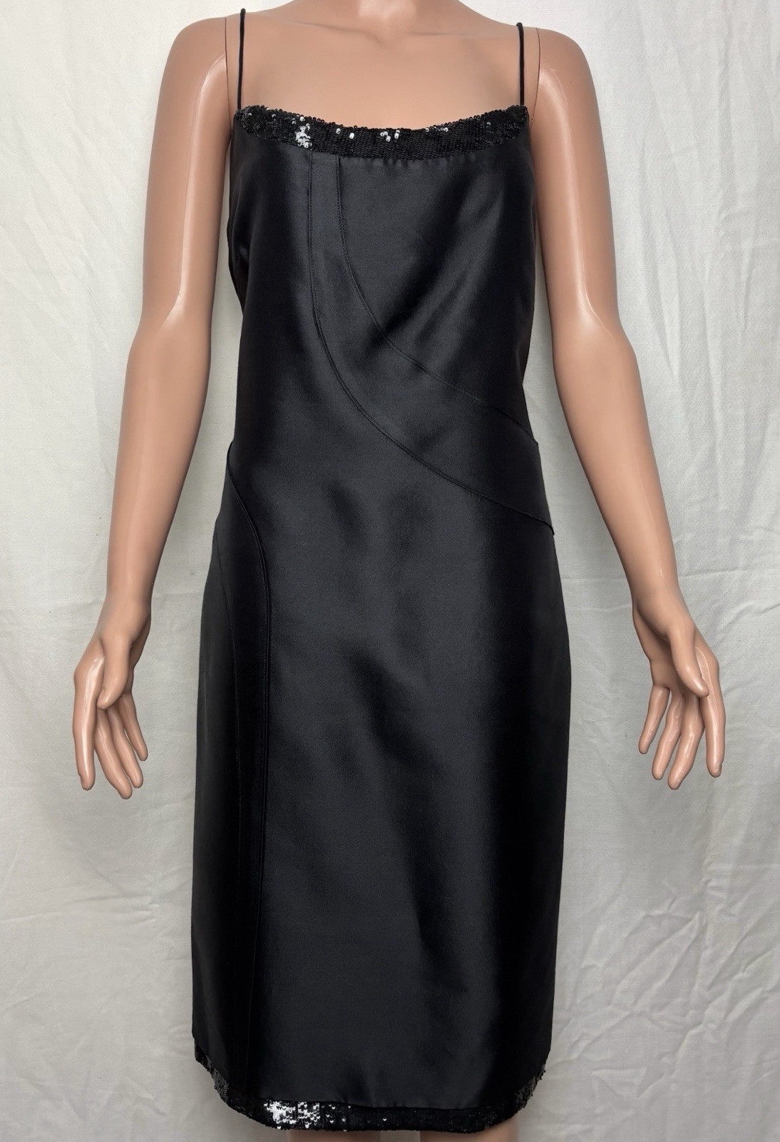 Chado Ralph Rucci Black Silk Wool Bead Cocktail Dress Size 12 NWT Neiman Marcus