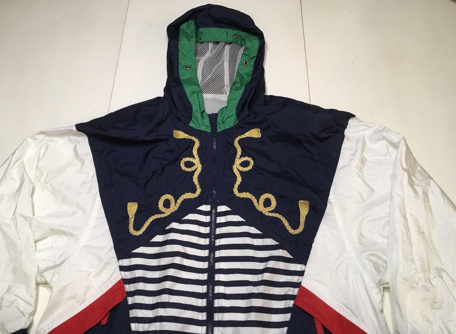 GIACCA SPORT Retro 90s Vintage Hooded Zip Windbreaker Nautical Sz L – EUC