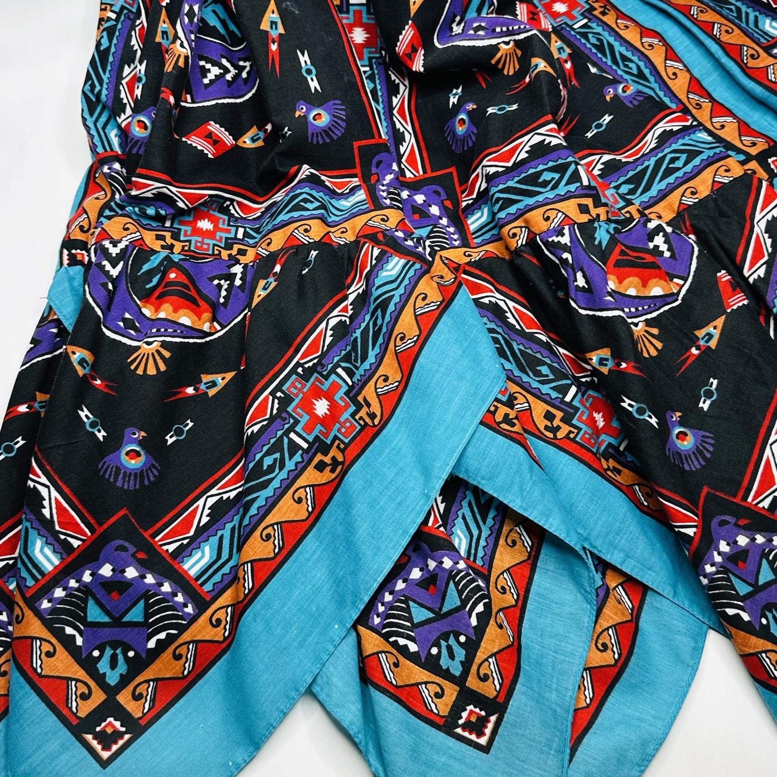 Handmade OOAK VTG Native American Bandana Circle Skirt Elastic Waistband, OS