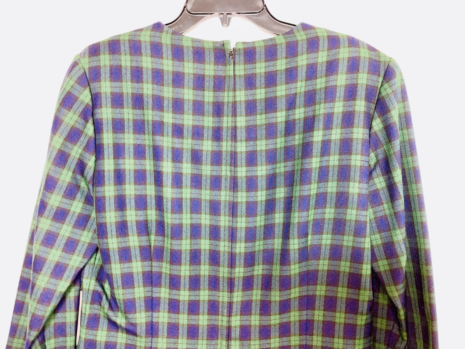 Santa Fe Dress by Jim Tremblay Plaid Women’s Size 12 Gold Buttons Made in USA