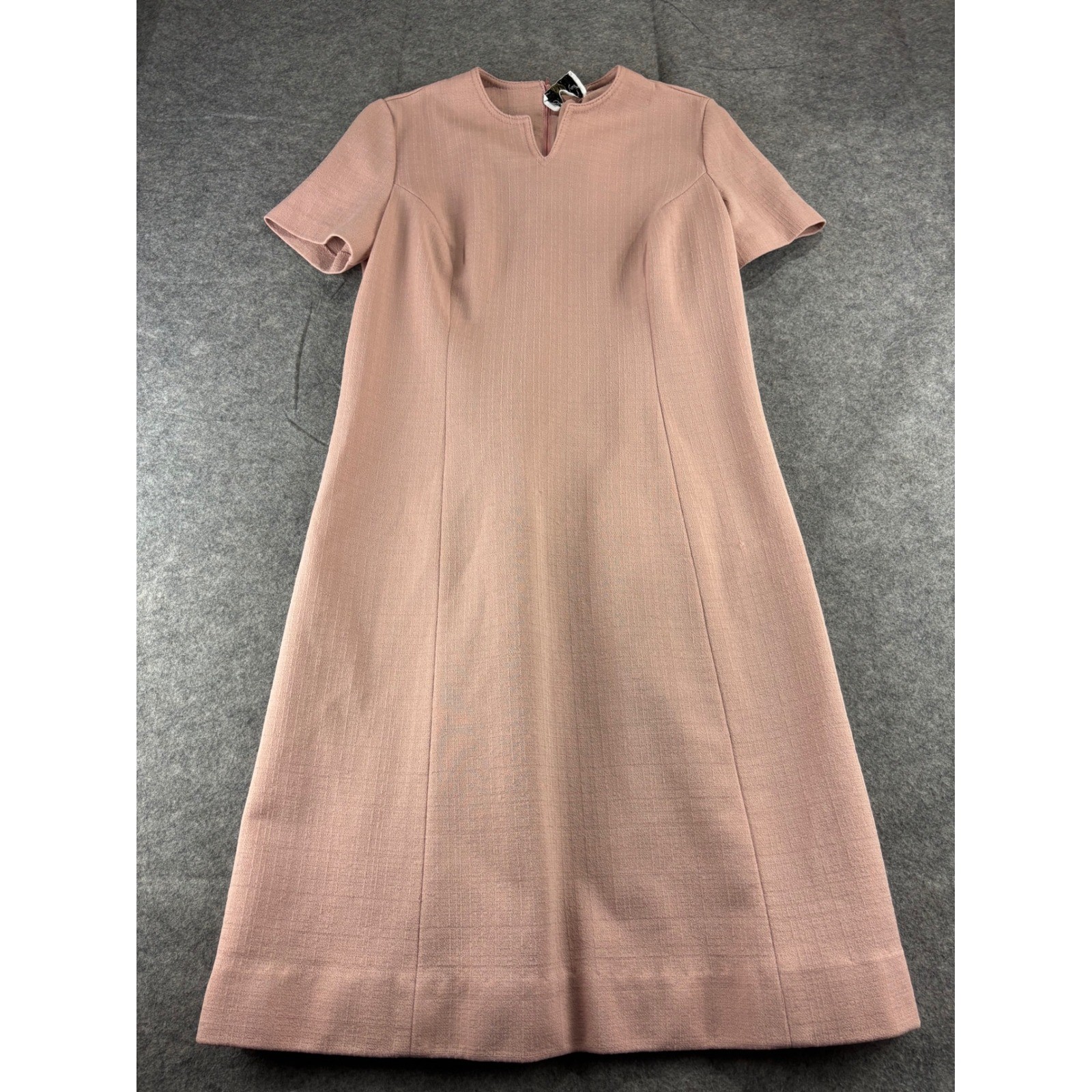VTG Sz S? Butte Knit Pink Short Sleeve Shift Dress ILGWU 1960s Mod A-Line Retro