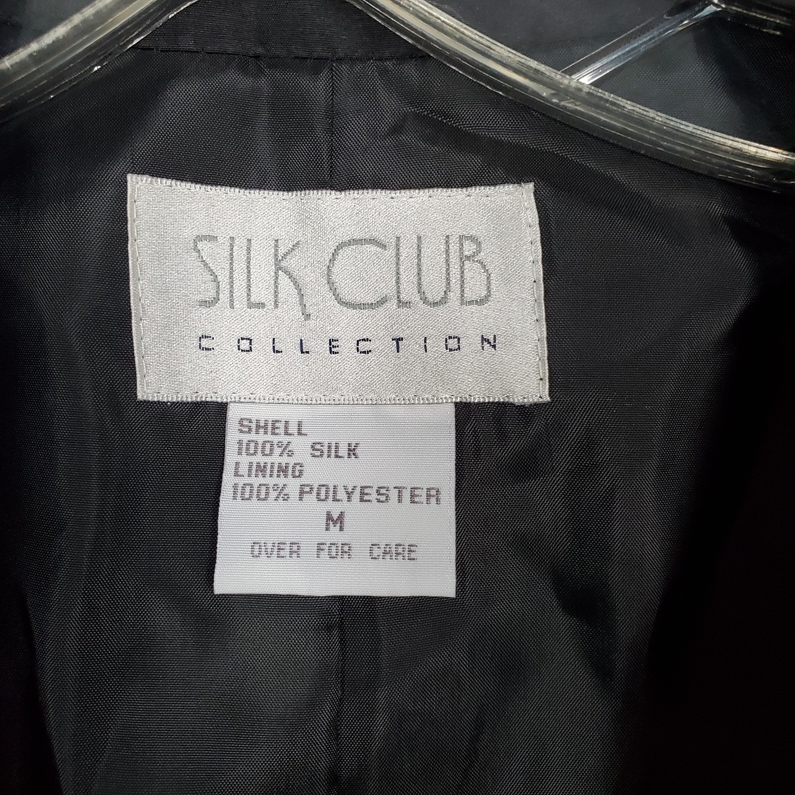 Vintage Silk Club Collection Black Floral Silk Blazer 80s 90s VTG Size M