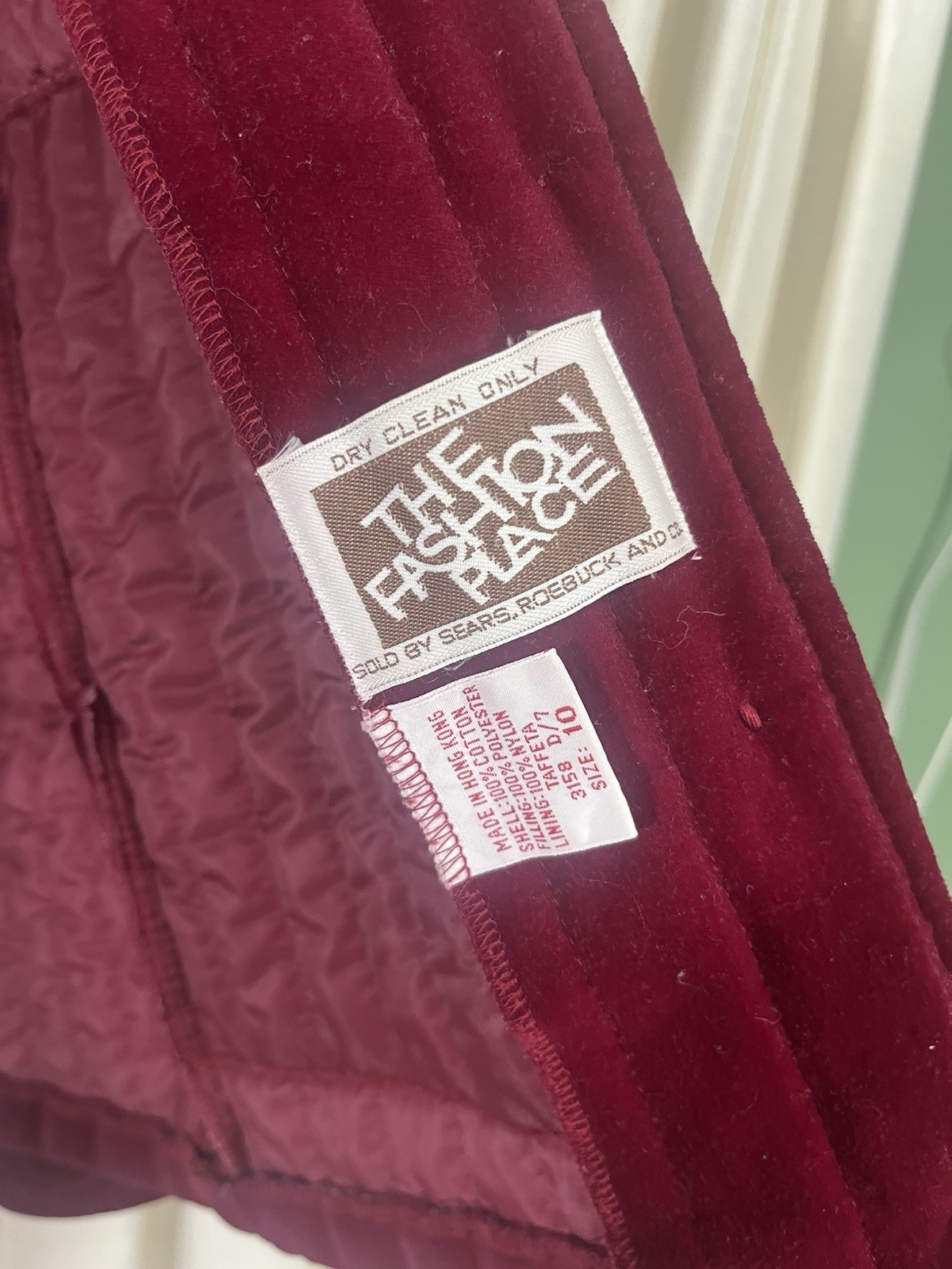 Vintage 70s Jacket Velveteen Channel Quilted Sears Fashion Place Size 10